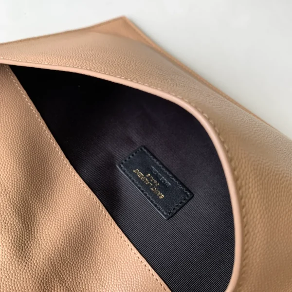 Uptown leather clutch in beige - Image 9