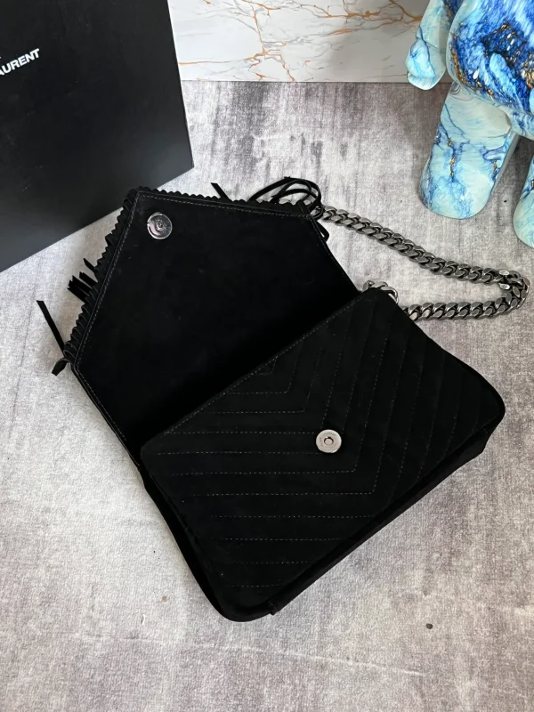 YSL College Medium Chain Bag In Light Suede With Fringes - Image 10
