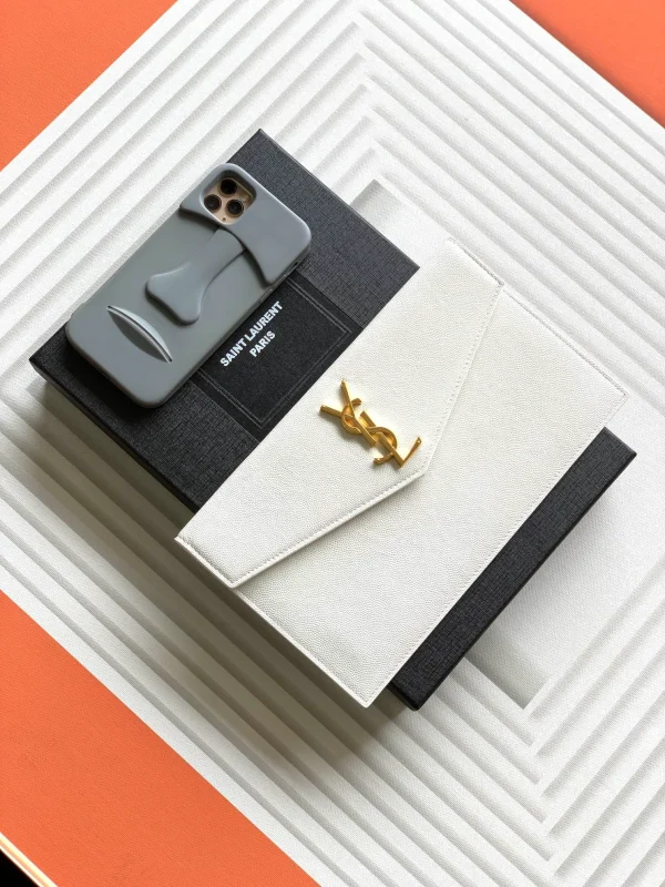 YSL Uptown Clutch Soft White Bag - Image 2