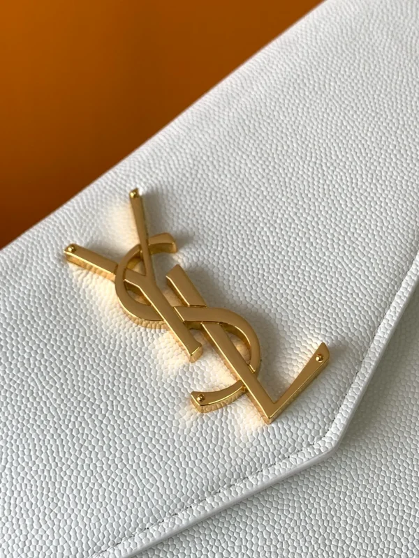 YSL Uptown Clutch Soft White Bag - Image 5
