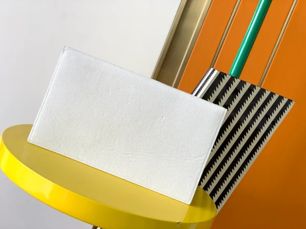 YSL Uptown Clutch Soft White Bag - Image 9