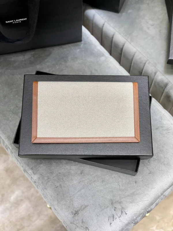 Yves Saint Laurent Saint Laurent Beige/Tan Medium Uptown Pouch Leather - Image 6