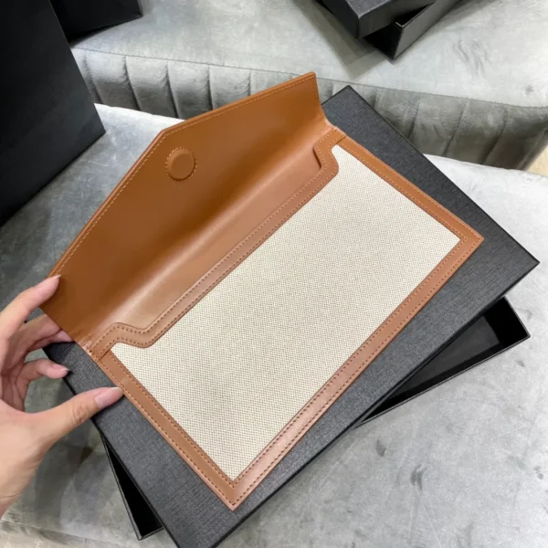 Yves Saint Laurent Saint Laurent Beige/Tan Medium Uptown Pouch Leather - Image 7