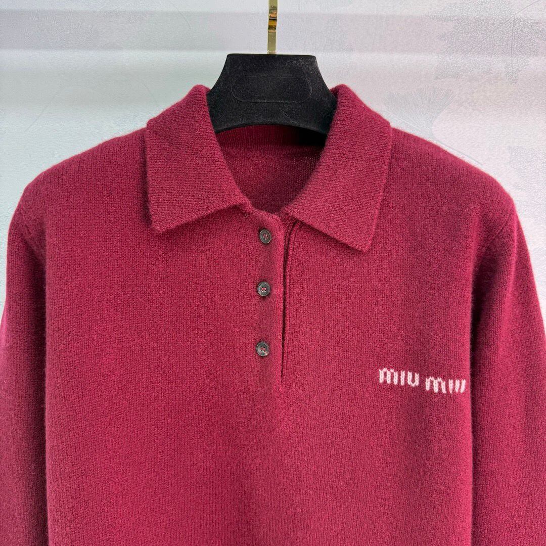 Miu Miu Polo-neck Intarsia Logo Sweater - Image 2