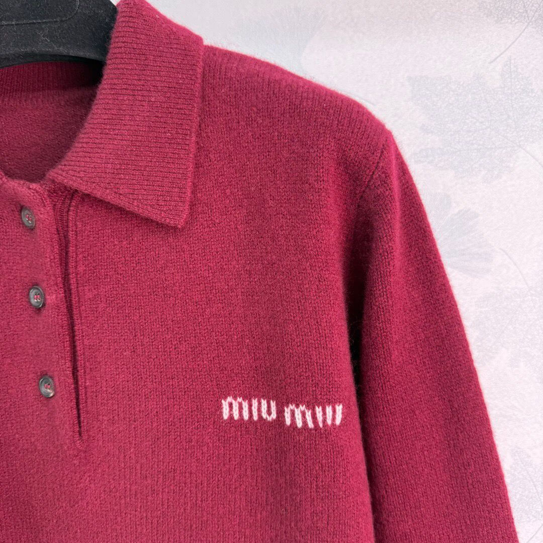 Miu Miu Polo-neck Intarsia Logo Sweater - Image 3
