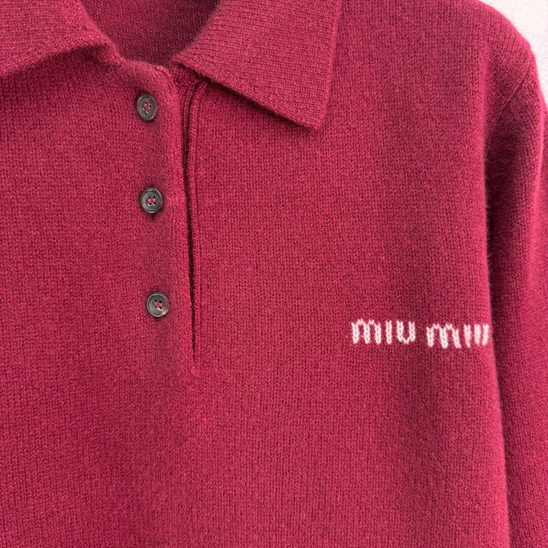Miu Miu Polo-neck Intarsia Logo Sweater - Image 4