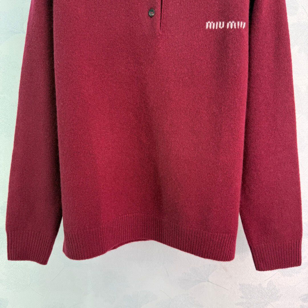 Miu Miu Polo-neck Intarsia Logo Sweater - Image 5